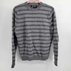 Nordstrom men's shop wool blend striped pullover sweater crewneck grey M